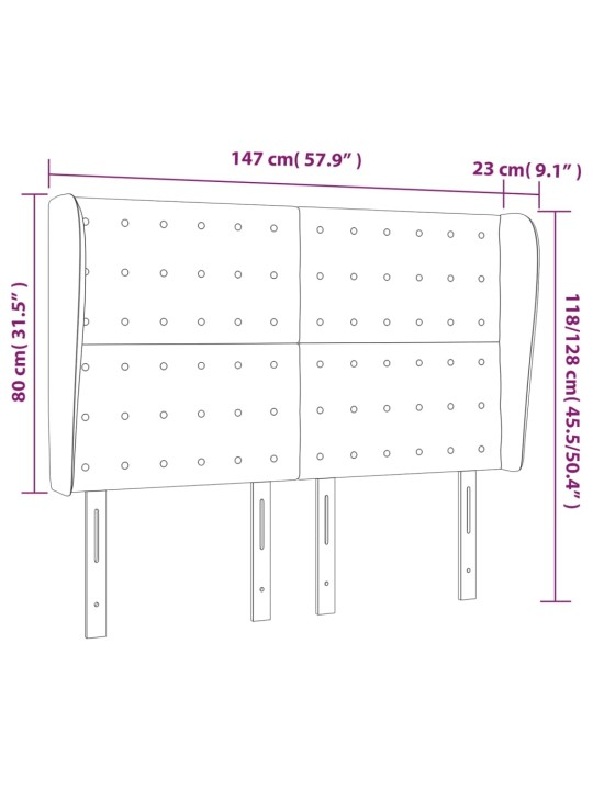 Voodipeats servadega, hall, 147x23x118/128 cm, kunstnahk