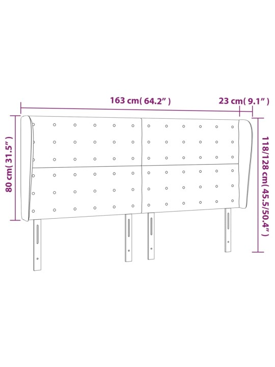 Voodipeats servadega, must, 163x23x118/128 cm, kunstnahk