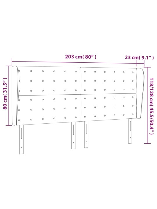 Voodipeats servadega, must, 203x23x118/128 cm, kunstnahk