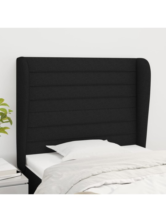 Voodipeats servadega, must, 93x23x118/128 cm, kangas