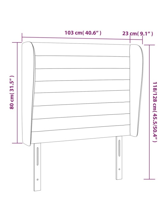 Voodipeats servadega, must, 103x23x118/128 cm, kangas