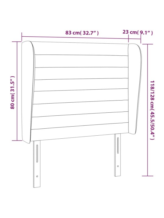 Voodipeats servadega, helehall, 83x23x118/88 cm, samet