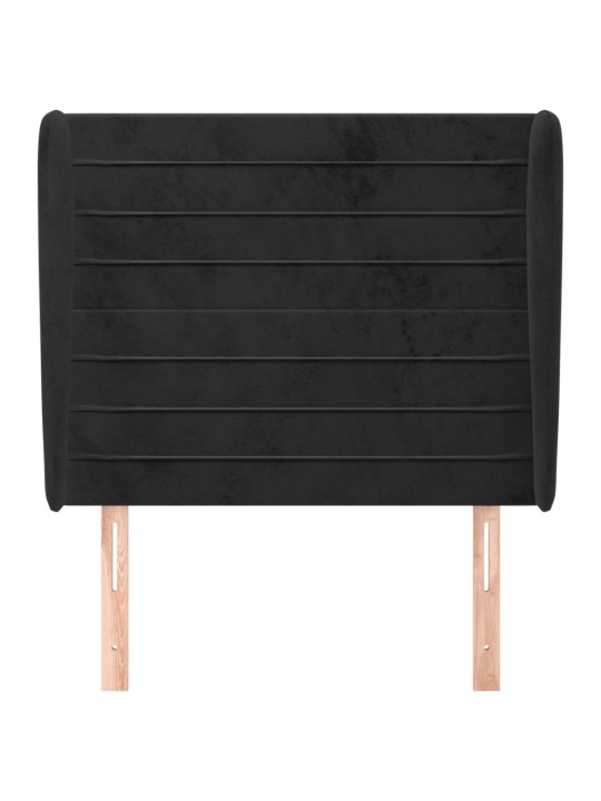 Voodipeats servadega, must, 83x23x118/88 cm, samet