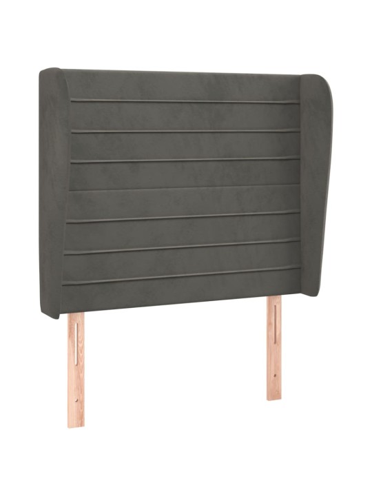 Voodipeats servadega, tumehall, 93x23x118/128 cm, samet