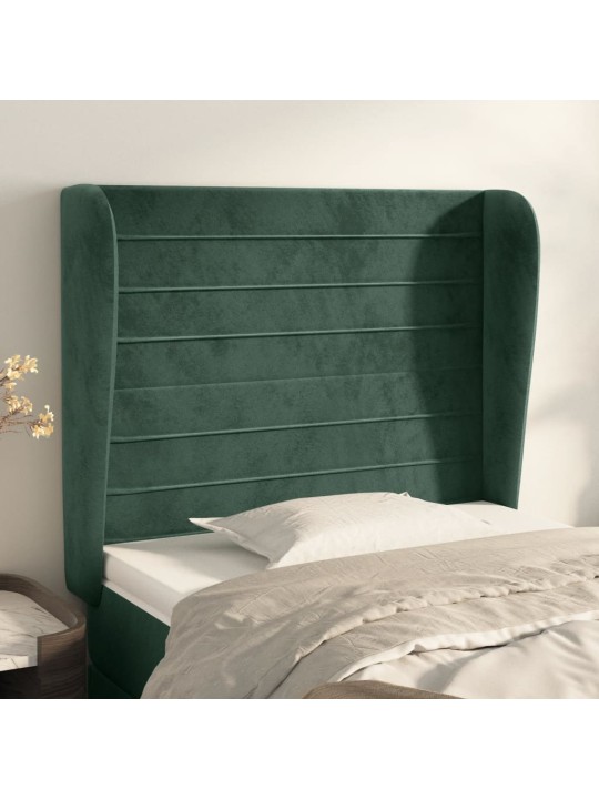 Voodipeats servadega, tumeroheline, 93x23x118/128 cm, samet