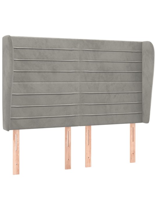 Voodipeats servadega, helehall, 147x23x118/128 cm, samet