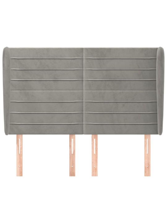 Voodipeats servadega, helehall, 147x23x118/128 cm, samet