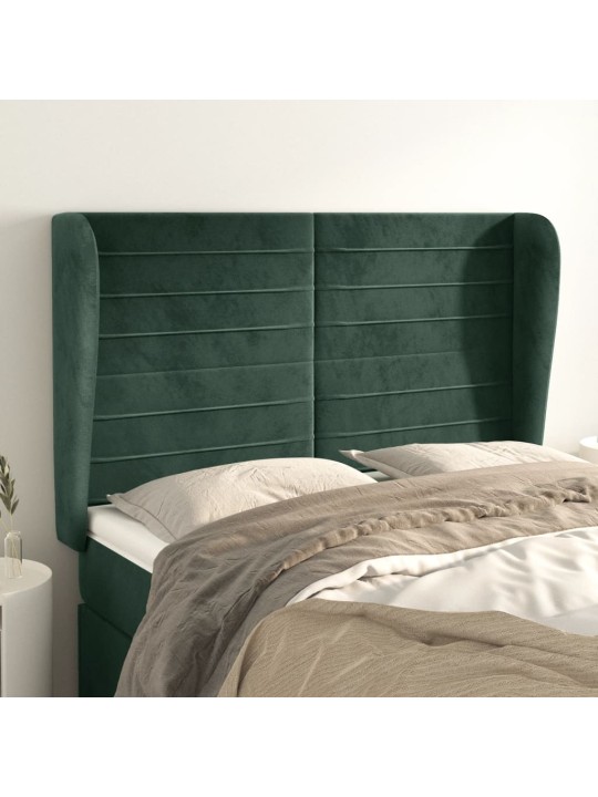 Voodipeats servadega, tumeroheline, 147x23x118/128 cm, samet