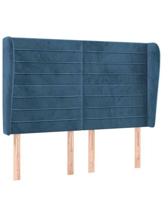 Voodipeats servadega, tumesinine, 147x23x118/128 cm, samet