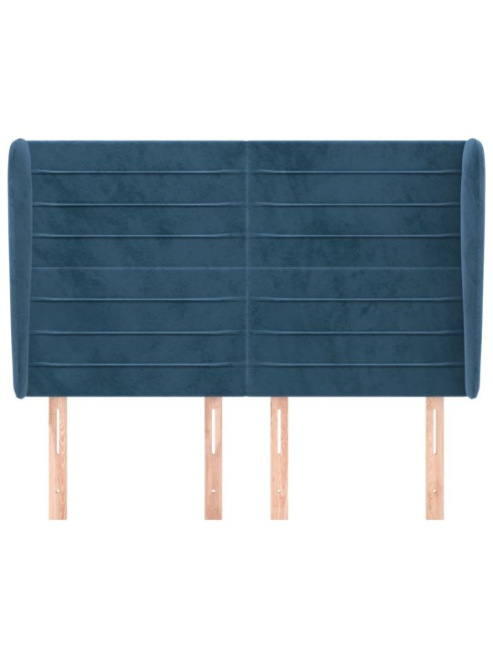 Voodipeats servadega, tumesinine, 147x23x118/128 cm, samet