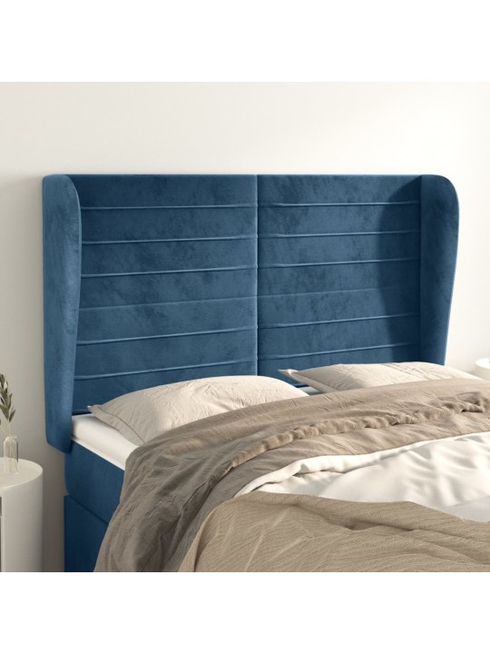Voodipeats servadega, tumesinine, 147x23x118/128 cm, samet