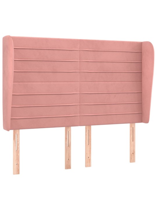 Voodipeats servadega, roosa, 147x23x118/128 cm, samet