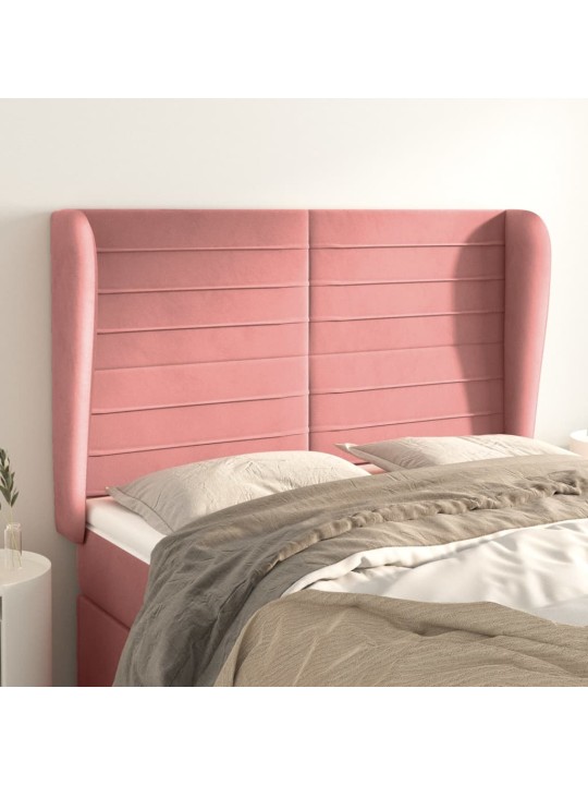 Voodipeats servadega, roosa, 147x23x118/128 cm, samet