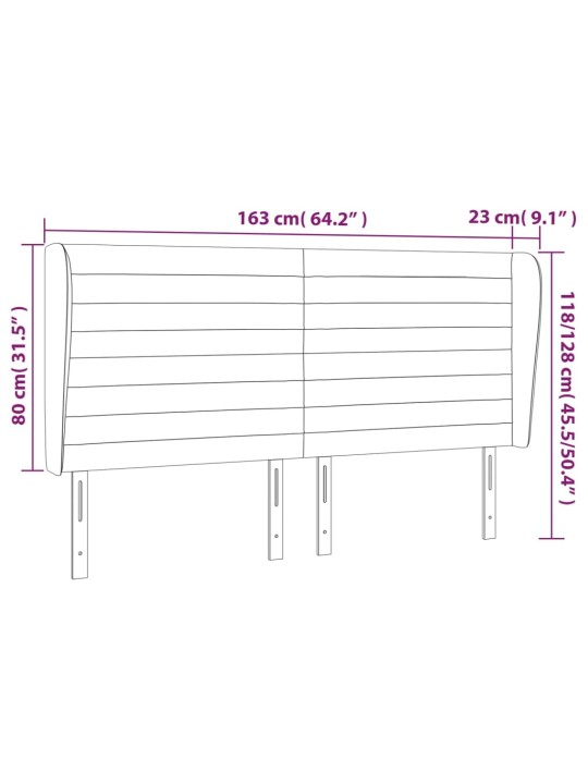 Voodipeats servadega, tumehall, 163x23x118/128 cm, samet