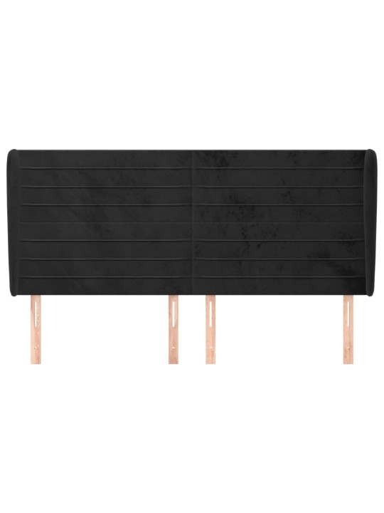 Voodipeats servadega, must, 163x23x118/128 cm, samet