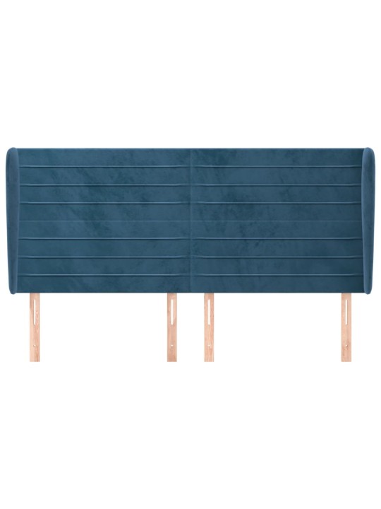 Voodipeats servadega, tumesinine, 163x23x118/128 cm, samet