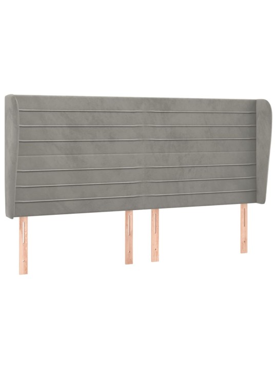 Voodipeats servadega, helehall, 183x23x118/128 cm, samet