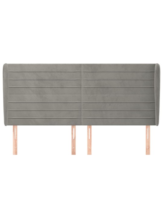 Voodipeats servadega, helehall, 183x23x118/128 cm, samet