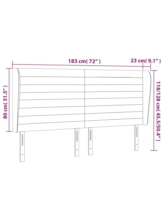 Voodipeats servadega, tumehall, 183x23x118/128 cm, samet