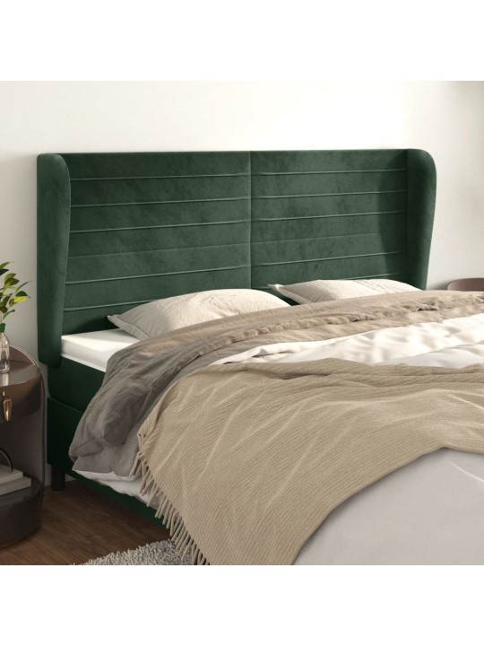 Voodipeats servadega, tumeroheline, 203x23x118/128 cm, samet