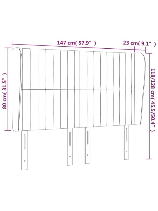 Voodipeats servadega, sinine, 147x23x118/128 cm, kangas