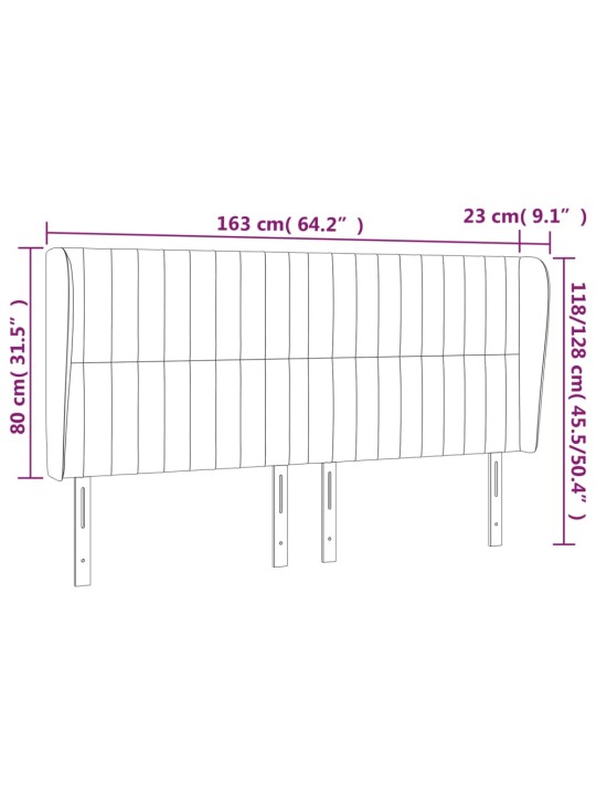 Voodipeats servadega, must, 163x23x118/128 cm, kangas