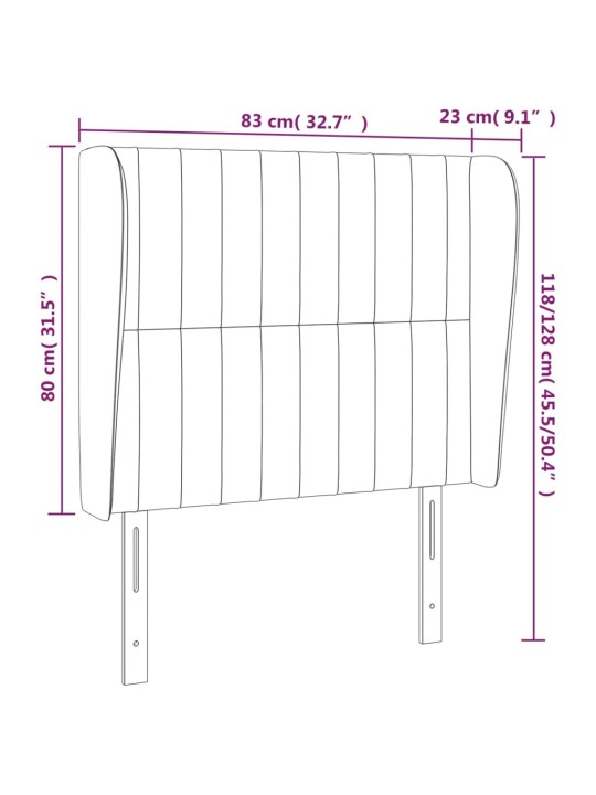 Voodipeats servadega, tumehall, 83x23x118/88 cm, samet