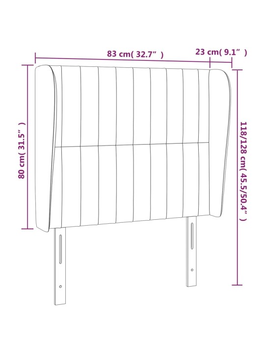 Voodipeats servadega, must, 83x23x118/88 cm, samet