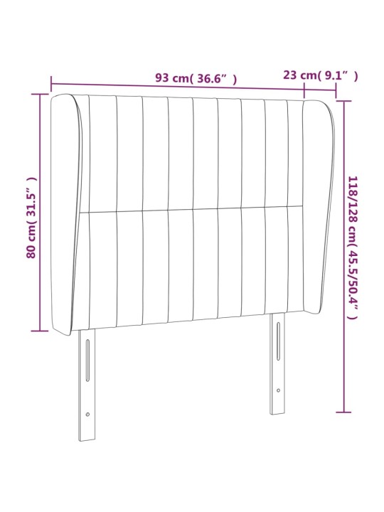 Voodipeats servadega, must, 93x23x118/128 cm, samet