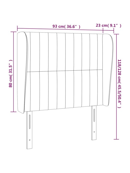 Voodipeats servadega, tumeroheline, 93x23x118/128 cm, samet