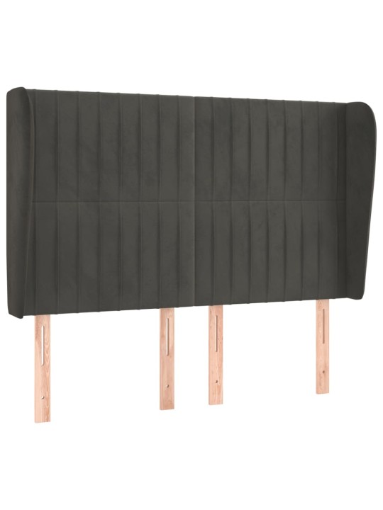 Voodipeats servadega, tumehall, 147x23x118/128 cm, samet