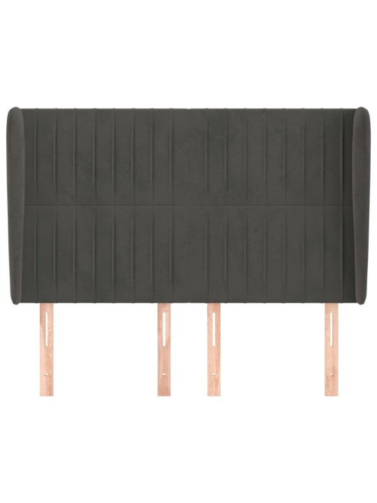 Voodipeats servadega, tumehall, 147x23x118/128 cm, samet
