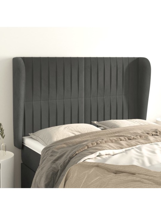 Voodipeats servadega, tumehall, 147x23x118/128 cm, samet