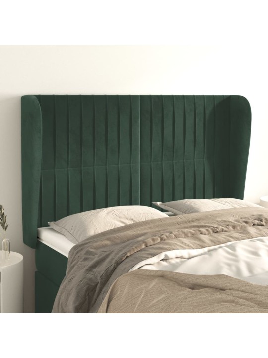 Voodipeats servadega, tumeroheline, 147x23x118/128 cm, samet