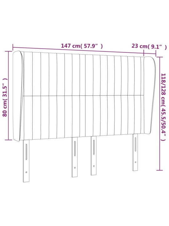 Voodipeats servadega, tumesinine, 147x23x118/128 cm, samet