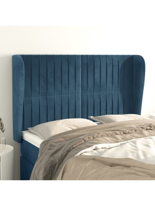 Voodipeats servadega, tumesinine, 147x23x118/128 cm, samet
