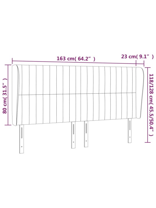 Voodipeats servadega, must, 163x23x118/128 cm, samet