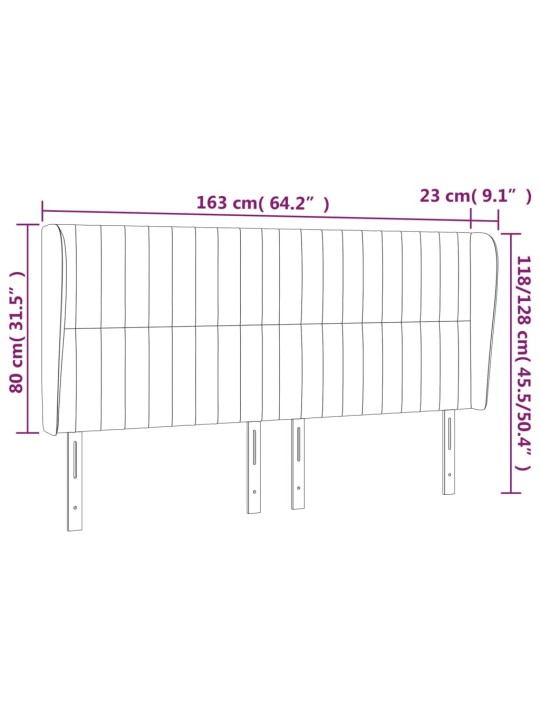 Voodipeats servadega, tumesinine, 163x23x118/128 cm, samet
