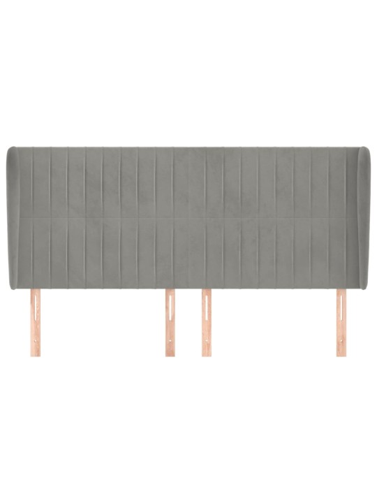 Voodipeats servadega, helehall, 183x23x118/128 cm, samet
