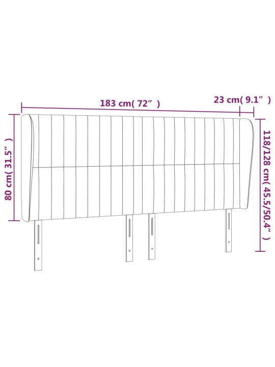 Voodipeats servadega, must, 183x23x118/128 cm, samet