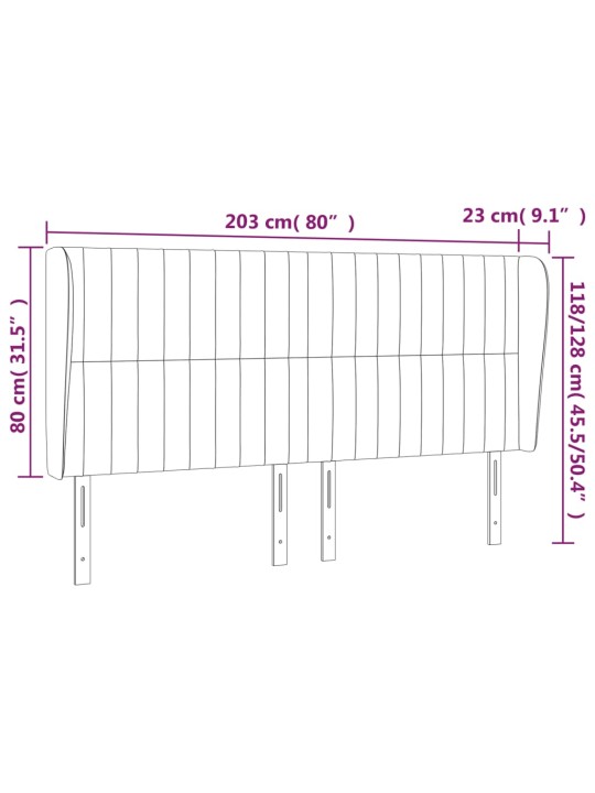 Voodipeats servadega, tumesinine, 203x23x118/128 cm, samet