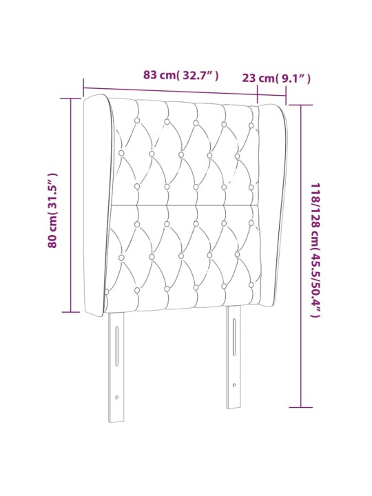 Voodipeats servadega, must, 83x23x118/88 cm, kangas