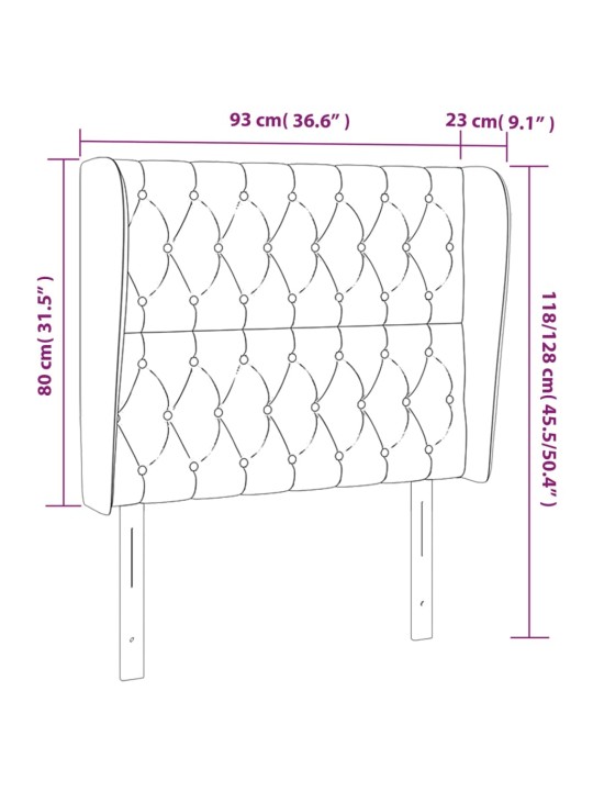 Voodipeats servadega, tumehall, 93x23x118/128 cm, kangas