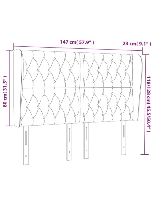 Voodipeats servadega, must, 147x23x118/128 cm, kangas