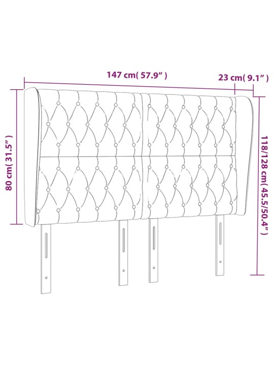 Voodipeats servadega, sinine, 147x23x118/128 cm, kangas