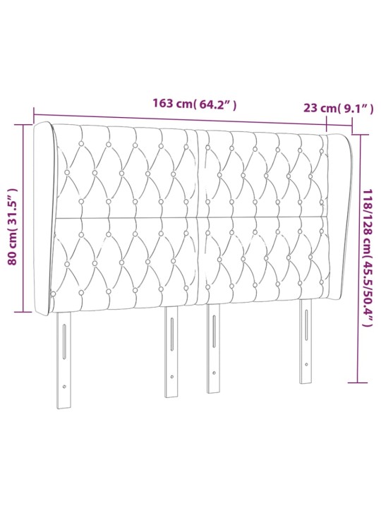 Voodipeats servadega, must, 163x23x118/128 cm, kangas