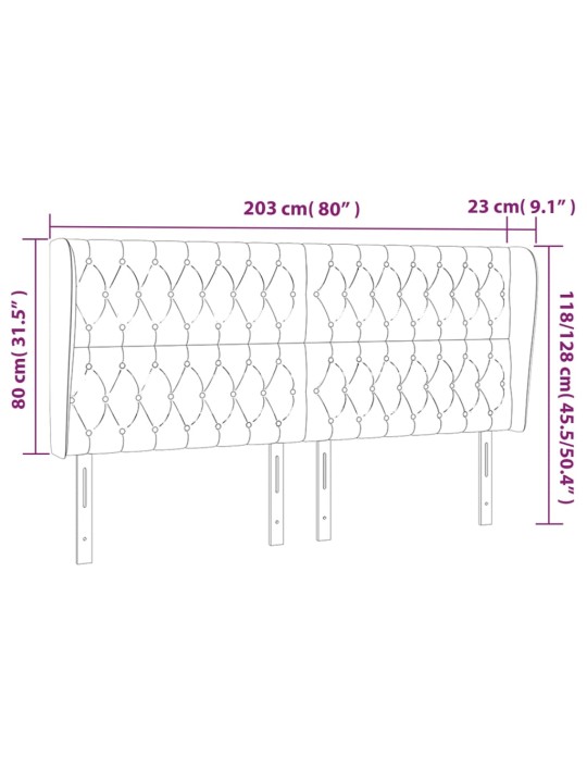 Voodipeats servadega, pruunikashall, 203x23x118/128 cm, kangas