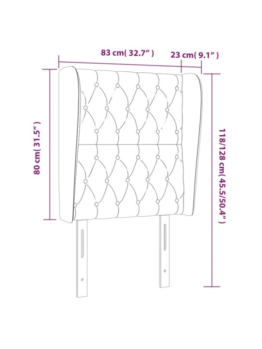 Voodipeats servadega, tumehall, 83x23x118/88 cm, samet