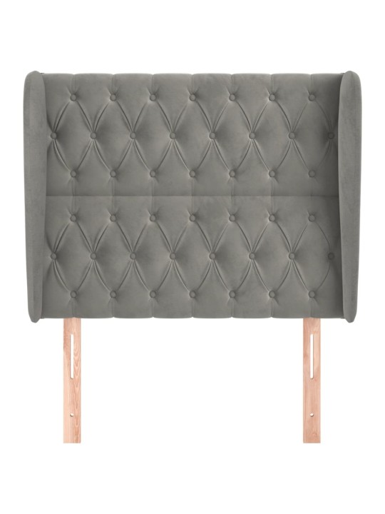 Voodipeats servadega, helehall, 93x23x118/128 cm, samet