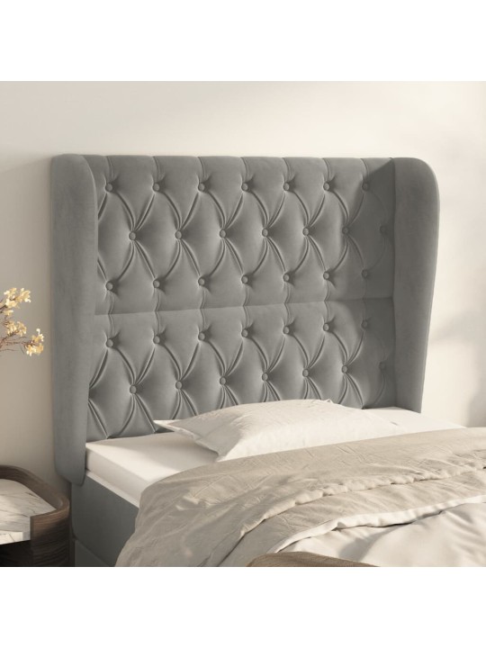 Voodipeats servadega, helehall, 93x23x118/128 cm, samet